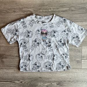 LOL Surprise! Girls Short Sleeve Gray Embroidered & Printed T-Shirt Size Medium